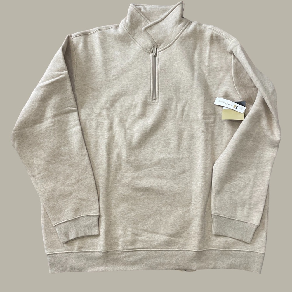 Croft & Barrow Men’s Quarter Zip Size XL Cream Fleece Long Sleeve NWT